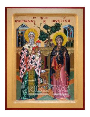 Εικόνα Άγιοι Κυπριανός και Ιουστίνη Χρυσοτυπία