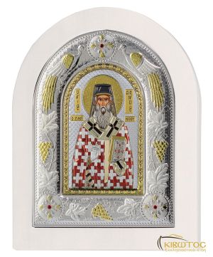 Εικόνα Άγιος Διονύσιος Ζακύνθου Ασημένια Πολύχρωμη με Λευκή Κορνίζα